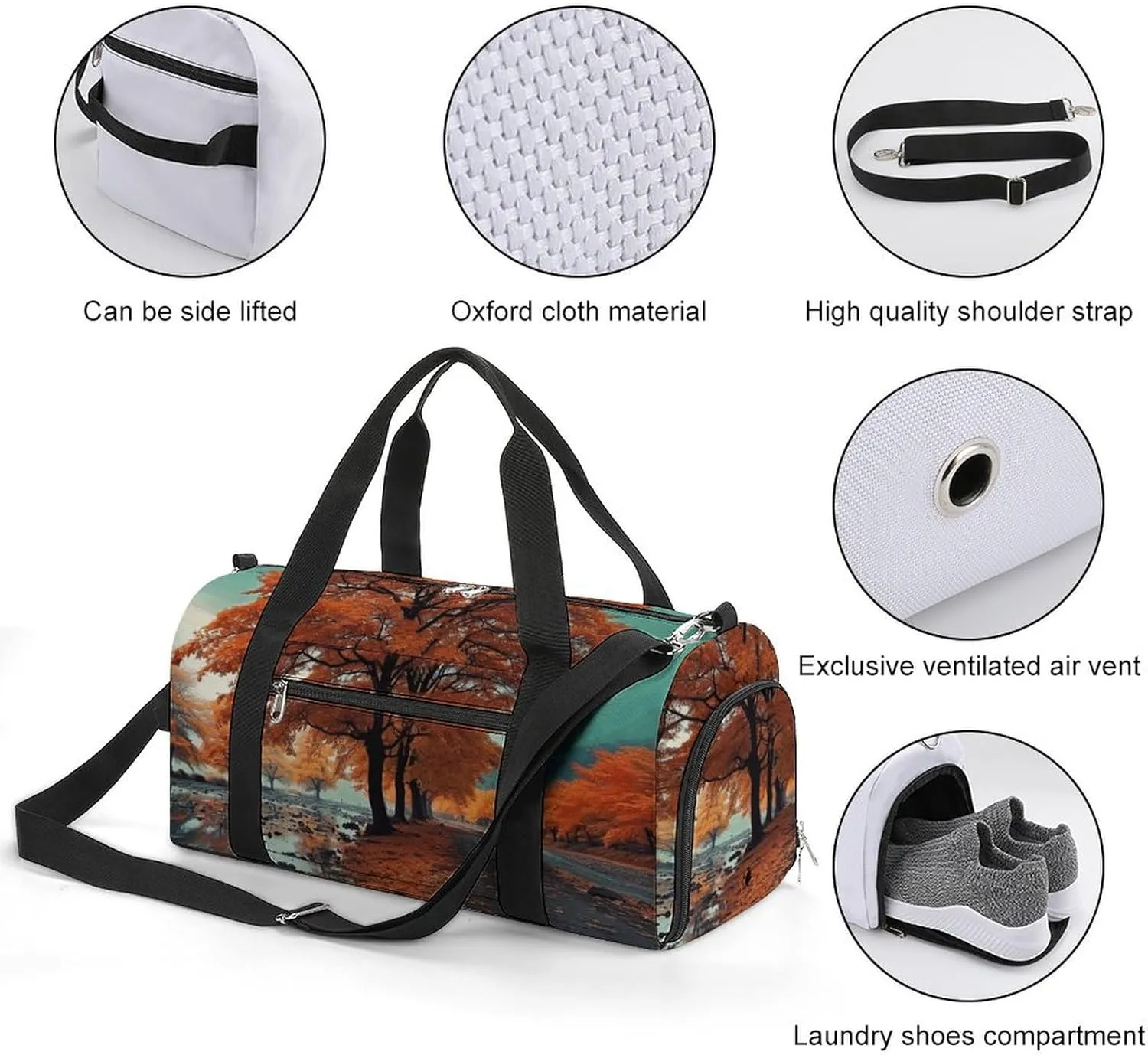Gym Bag Maple Tree in Autumn Duffel Bag for Men Women Overnight Bag with Shoe Compartment Workout Bags