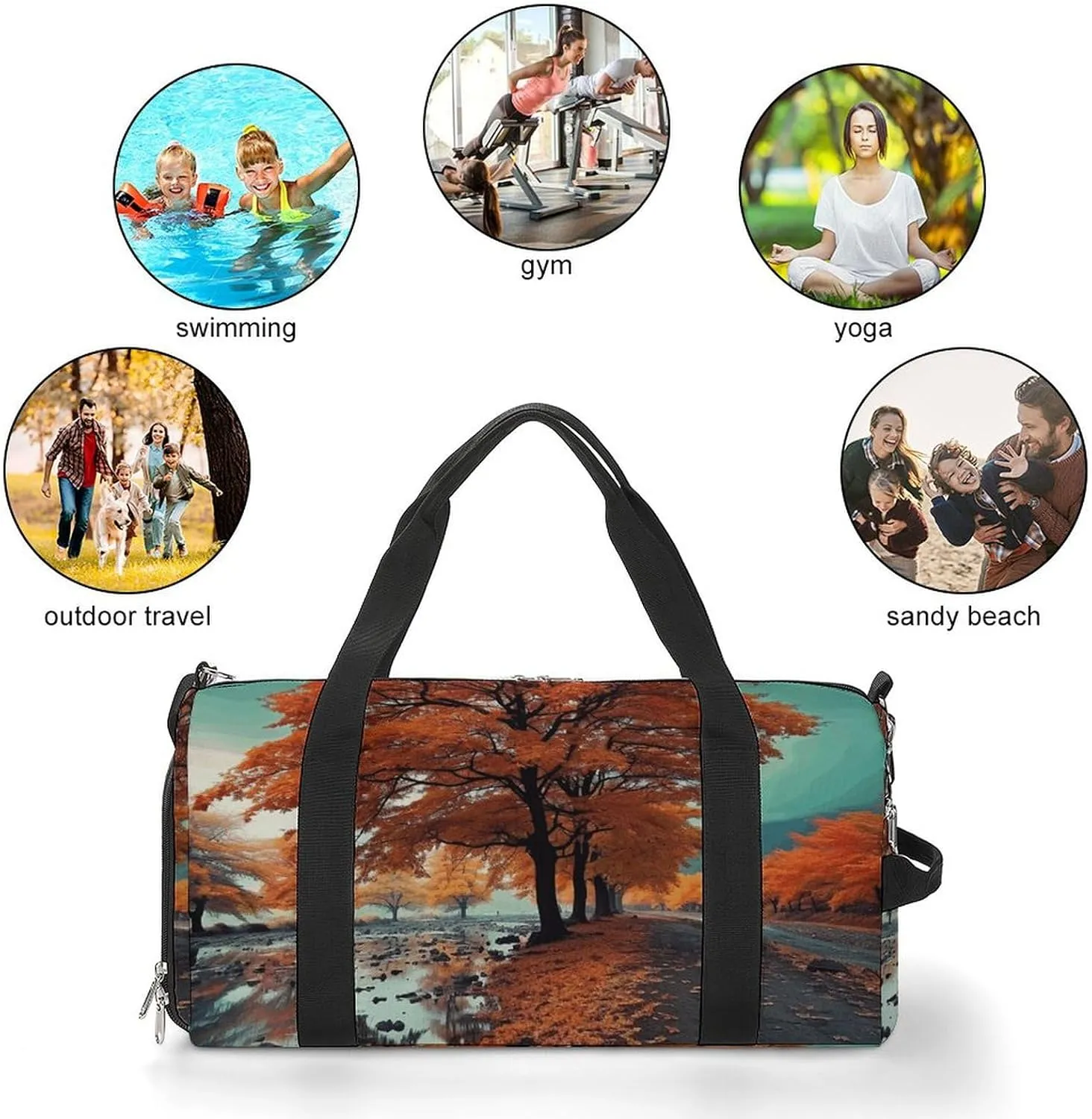 Gym Bag Maple Tree in Autumn Duffel Bag for Men Women Overnight Bag with Shoe Compartment Workout Bags
