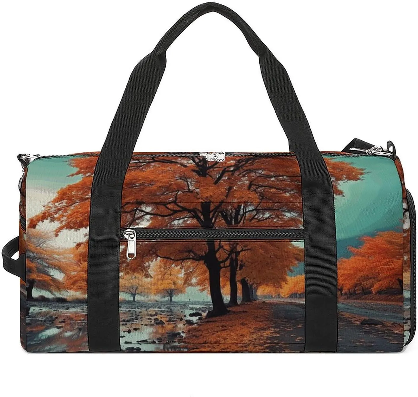 Gym Bag Maple Tree in Autumn Duffel Bag for Men Women Overnight Bag with Shoe Compartment Workout Bags