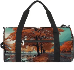 Gym Bag Maple Tree in Autumn Duffel Bag for Men Women Overnight Bag with Shoe Compartment Workout Bags