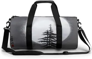 Gym Bag Moon Pine Tree Duffel Bag for Men Women Overnight Bag with Shoe Compartment Workout Bags