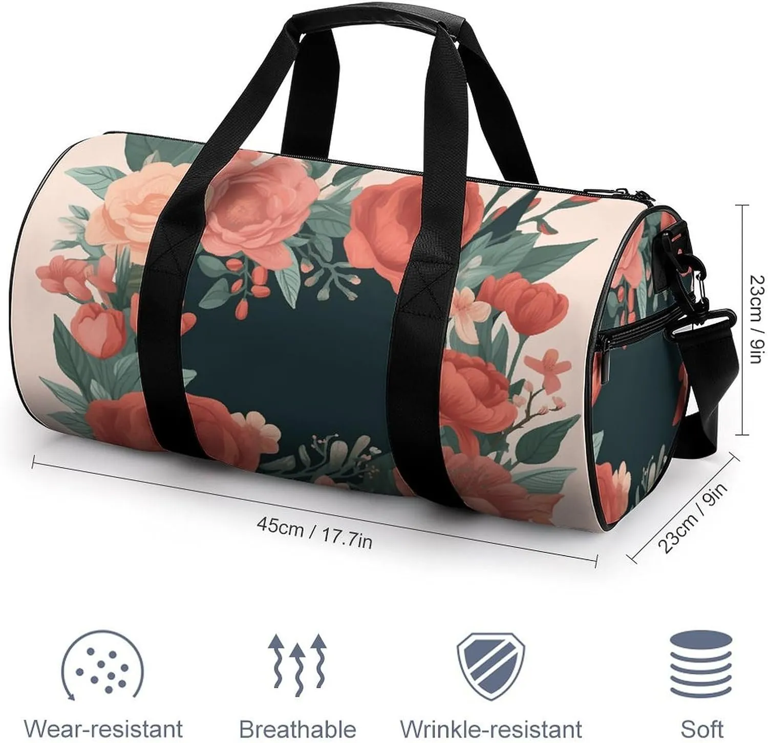 Gym Bag Mother's Day Bouquet Duffel Bag for Men Women Overnight Bag with Shoe Compartment Workout Bags