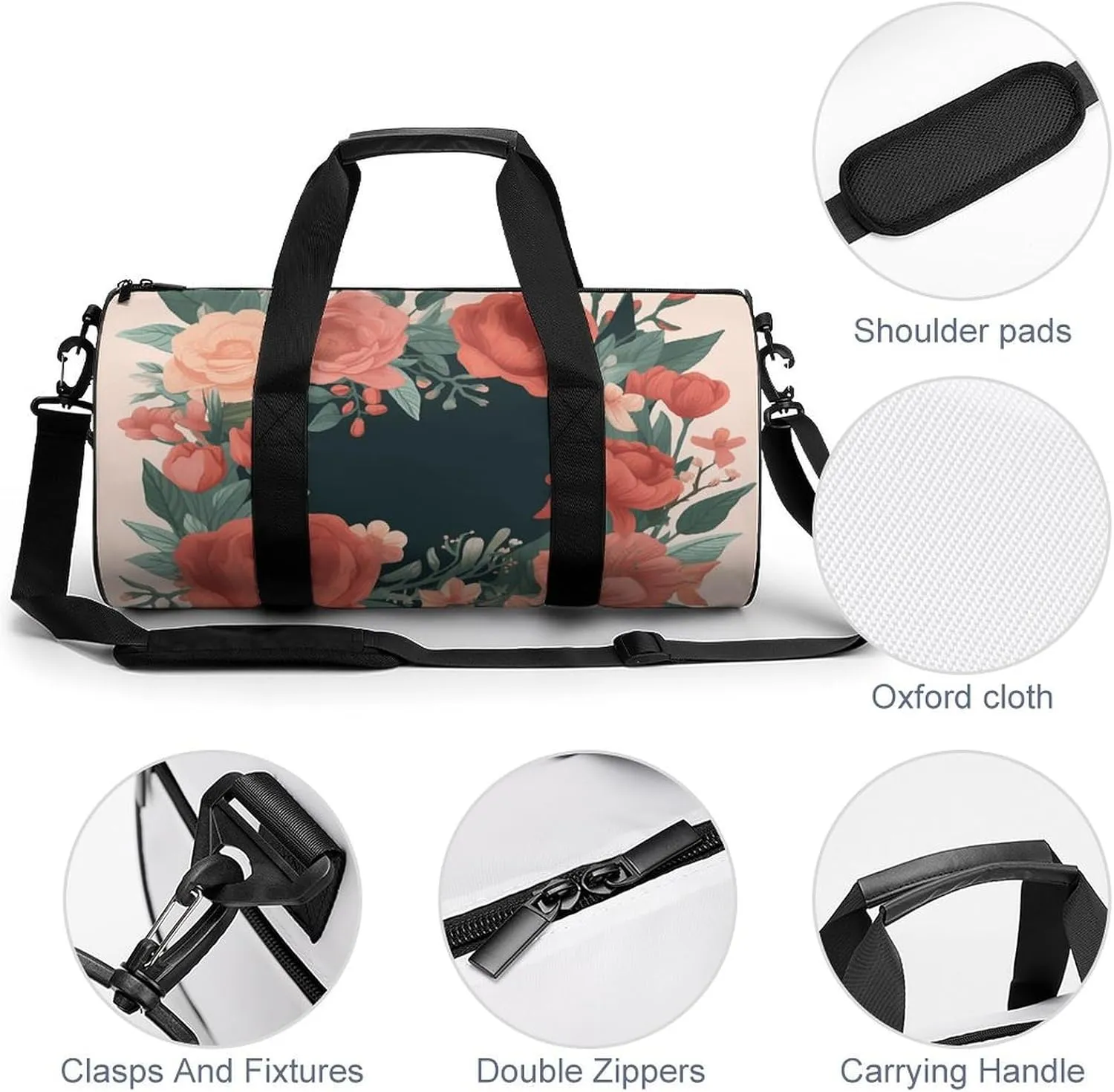 Gym Bag Mother's Day Bouquet Duffel Bag for Men Women Overnight Bag with Shoe Compartment Workout Bags