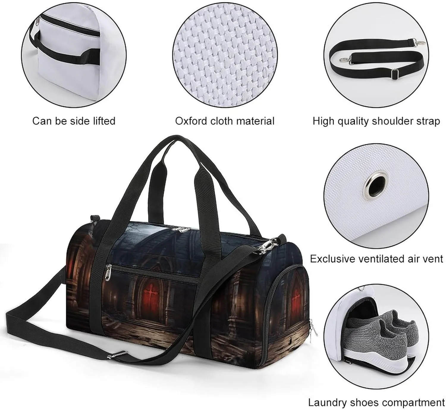 Gym Bag Old Crypt Duffel Bag for Men Women Overnight Bag with Shoe Compartment Workout Bags