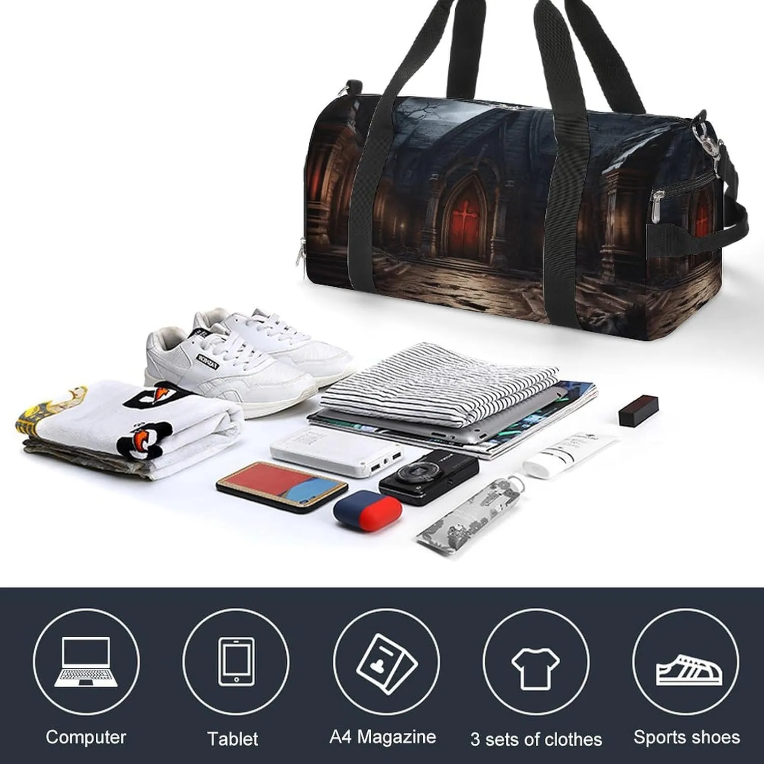 Gym Bag Old Crypt Duffel Bag for Men Women Overnight Bag with Shoe Compartment Workout Bags