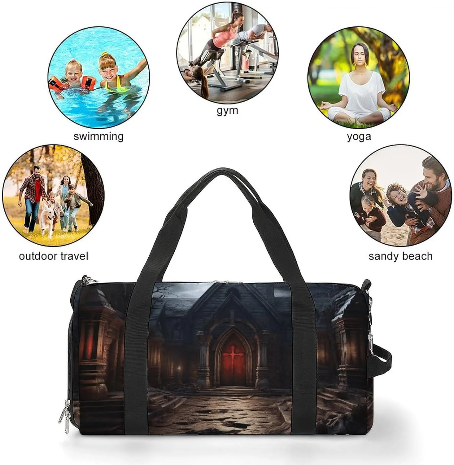 Gym Bag Old Crypt Duffel Bag for Men Women Overnight Bag with Shoe Compartment Workout Bags