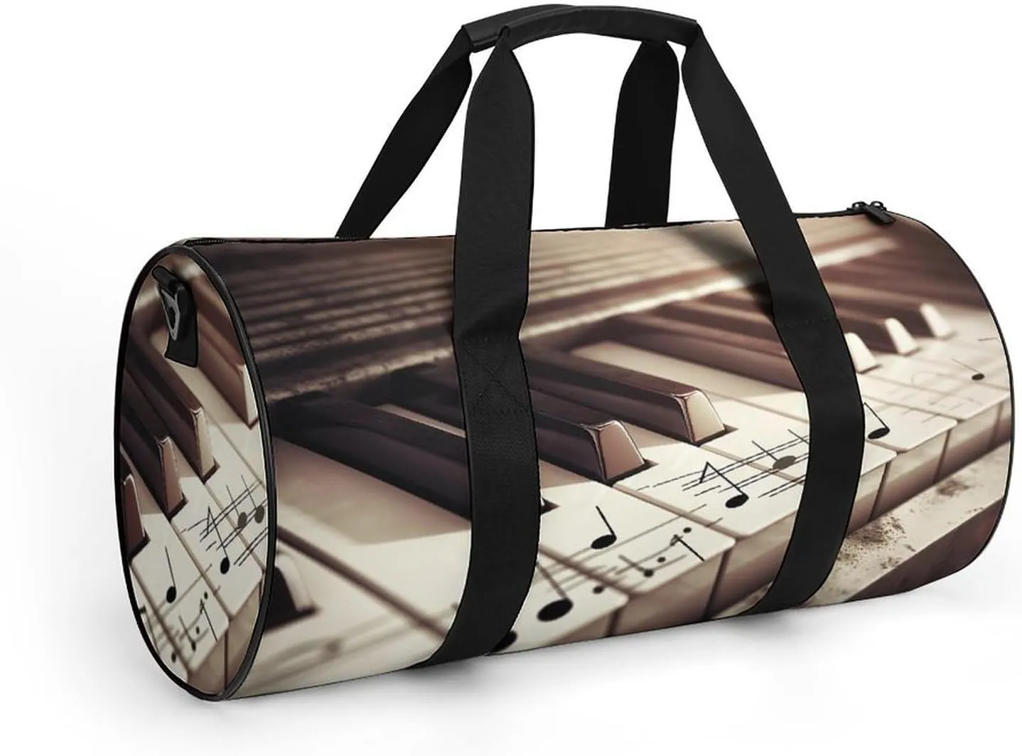 Gym Bag Piano Keys With Musical Notes Duffel Bag for Men Women Overnight Bag with Shoe Compartment Workout Bags