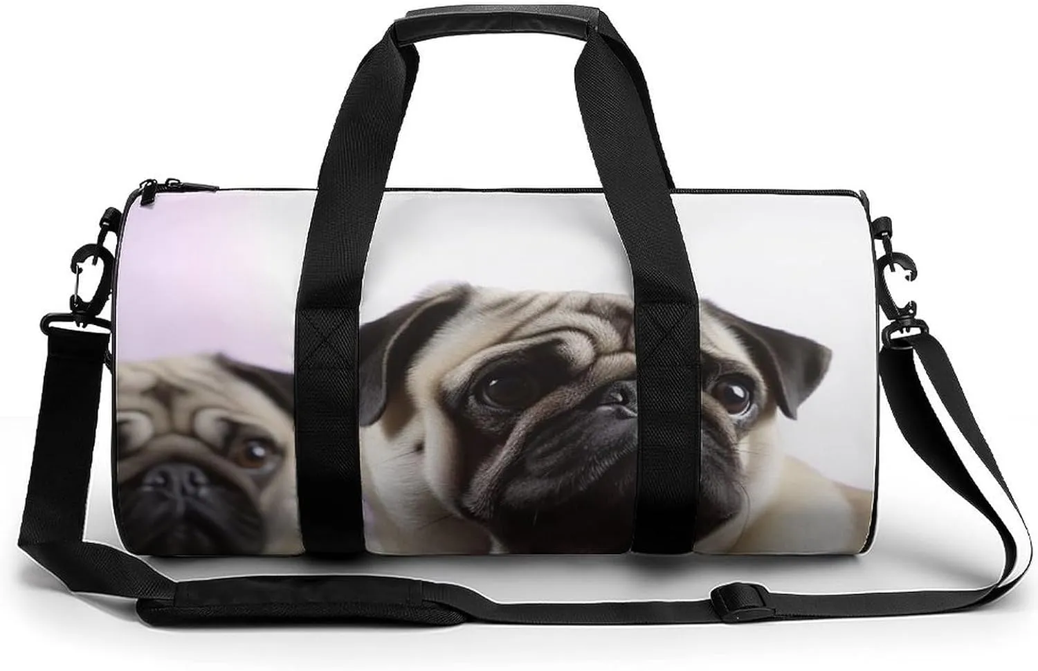Gym Bag Pug Dog Duffel Bag for Men Women Overnight Bag with Shoe Compartment Workout Bags
