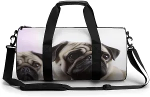 Gym Bag Pug Dog Duffel Bag for Men Women Overnight Bag with Shoe Compartment Workout Bags