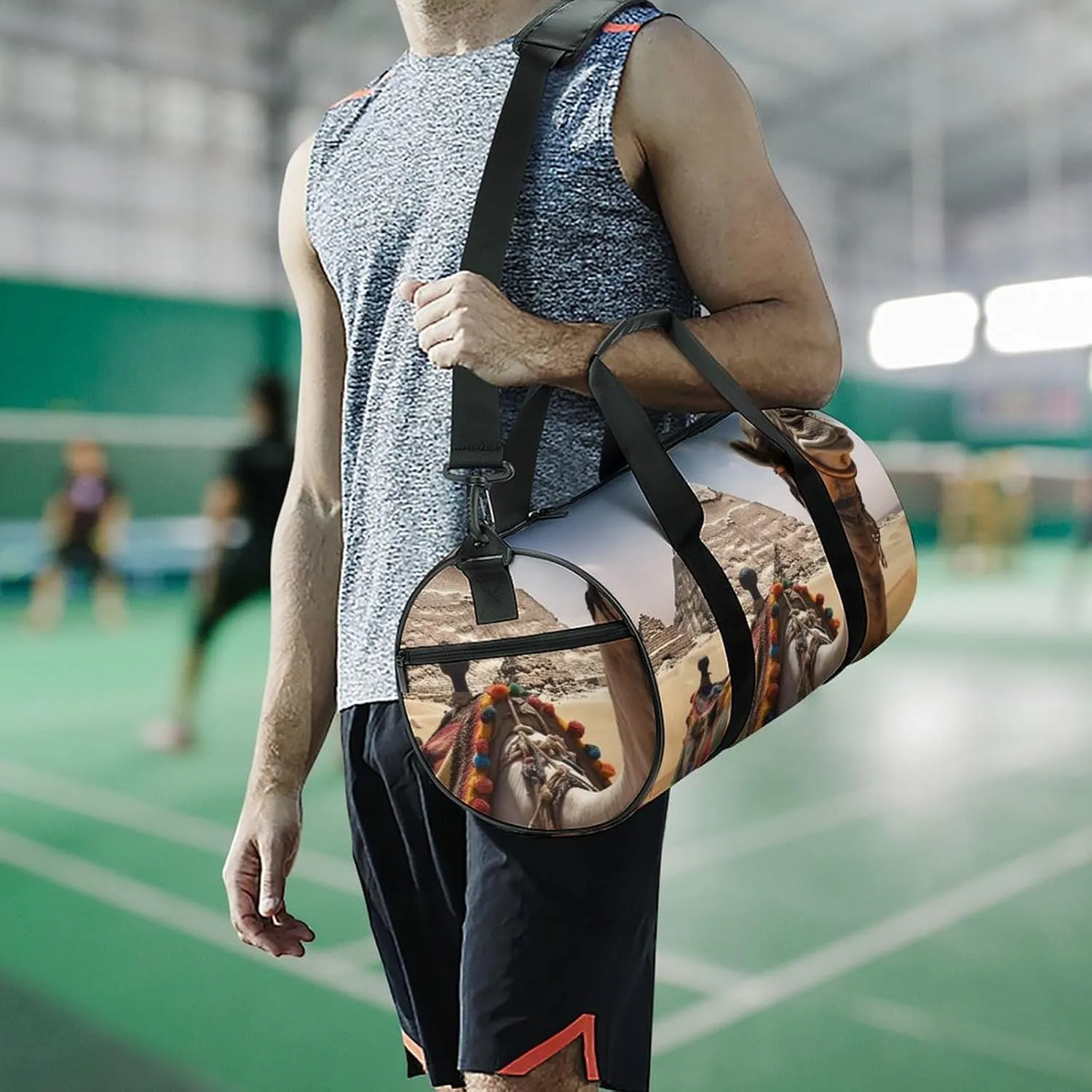 Gym Bag Pyramid Camel Duffel Bag for Men Women Overnight Bag with Shoe Compartment Workout Bags