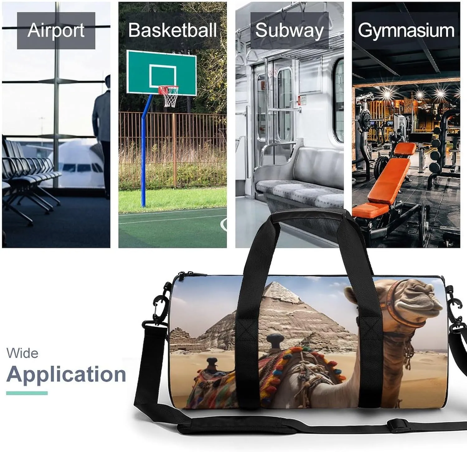 Gym Bag Pyramid Camel Duffel Bag for Men Women Overnight Bag with Shoe Compartment Workout Bags