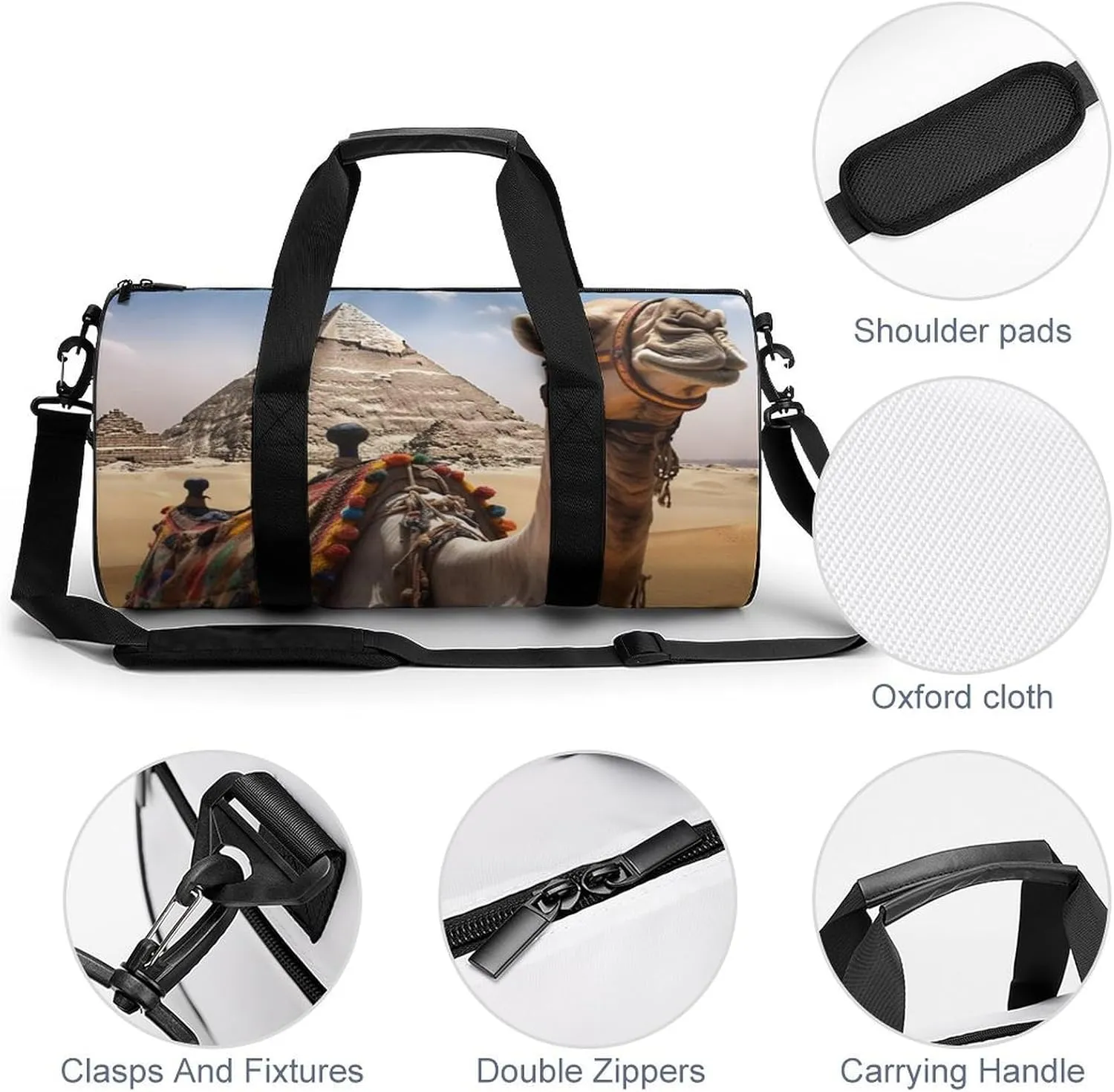 Gym Bag Pyramid Camel Duffel Bag for Men Women Overnight Bag with Shoe Compartment Workout Bags