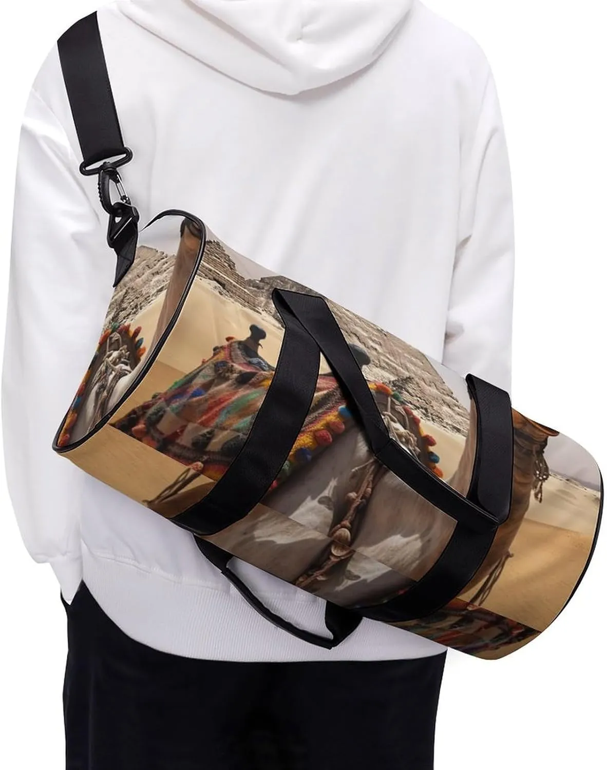 Gym Bag Pyramid Camel Duffel Bag for Men Women Overnight Bag with Shoe Compartment Workout Bags