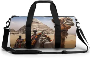 Gym Bag Pyramid Camel Duffel Bag for Men Women Overnight Bag with Shoe Compartment Workout Bags