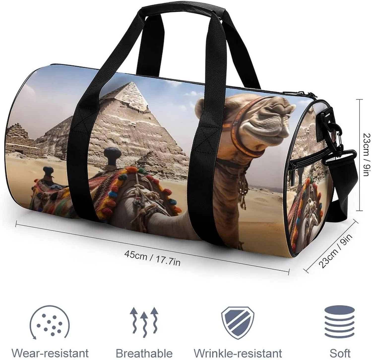 Gym Bag Pyramid Camel Duffel Bag for Men Women Overnight Bag with Shoe Compartment Workout Bags