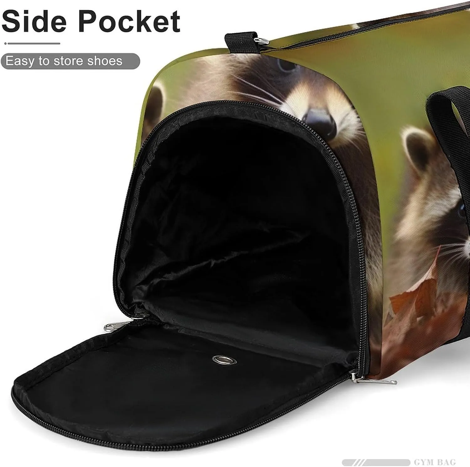 Gym Bag Raccoon Duffel Bag for Men Women Overnight Bag with Shoe Compartment Workout Bags