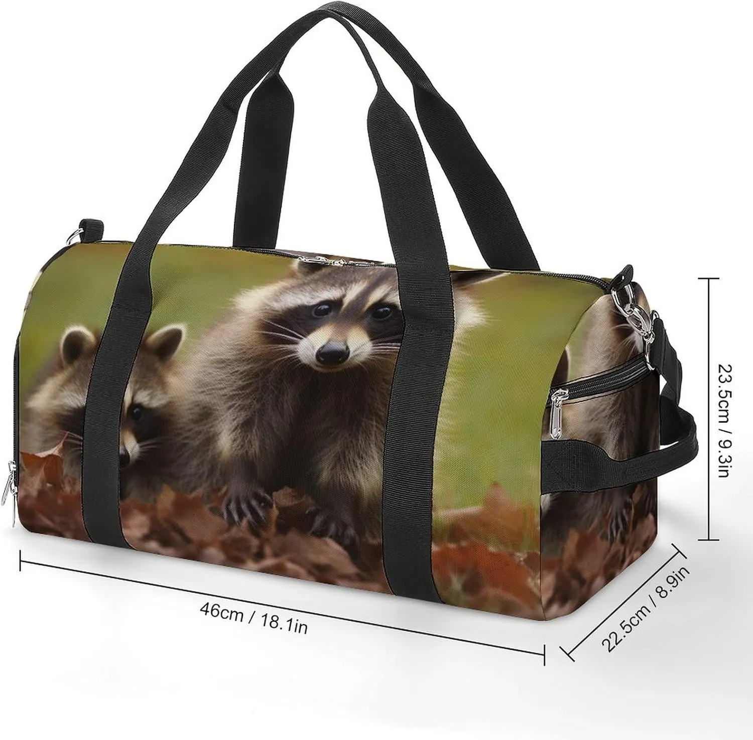Gym Bag Raccoon Duffel Bag for Men Women Overnight Bag with Shoe Compartment Workout Bags