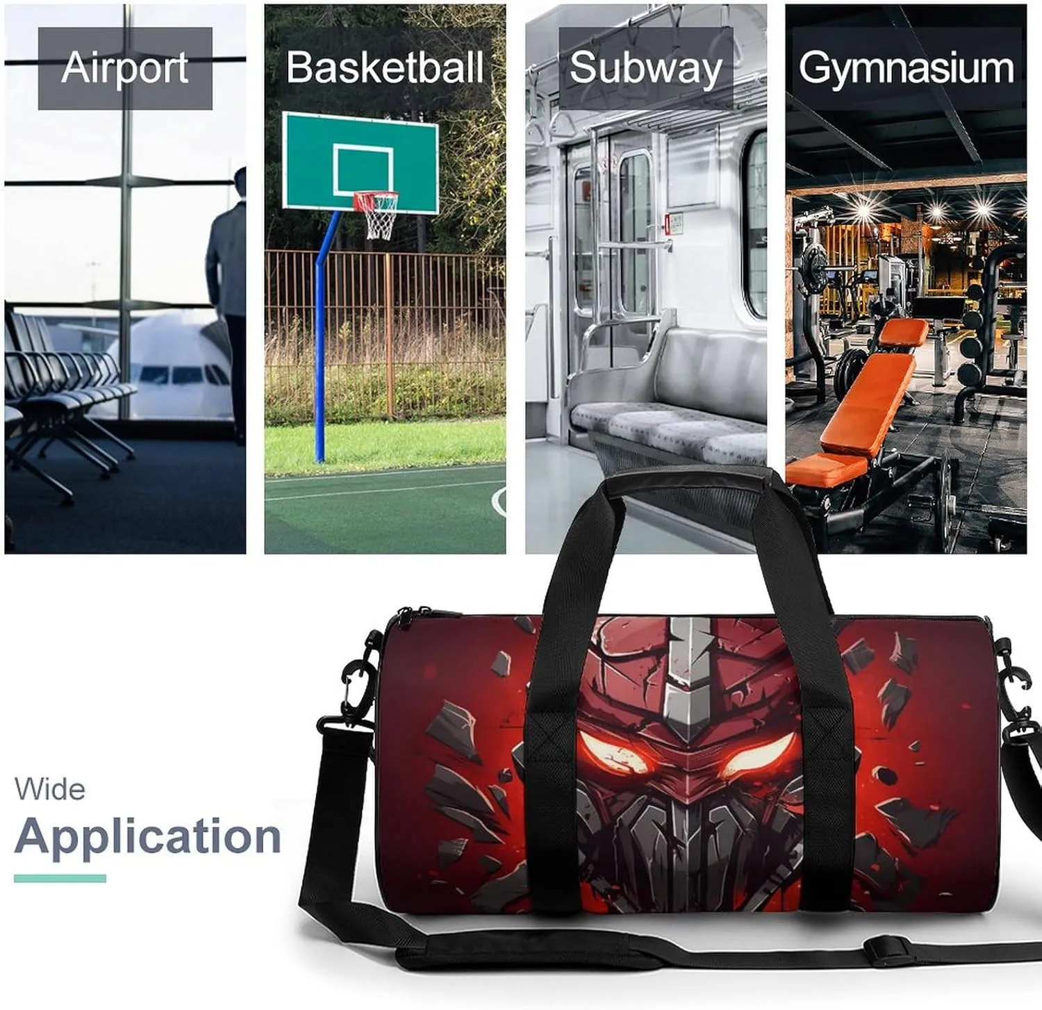Gym Bag Red Helmet Duffel Bag for Men Women Overnight Bag with Shoe Compartment Workout Bags
