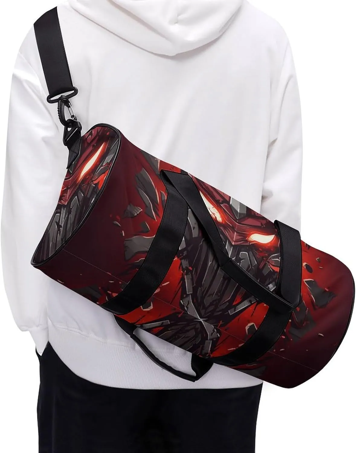 Gym Bag Red Helmet Duffel Bag for Men Women Overnight Bag with Shoe Compartment Workout Bags