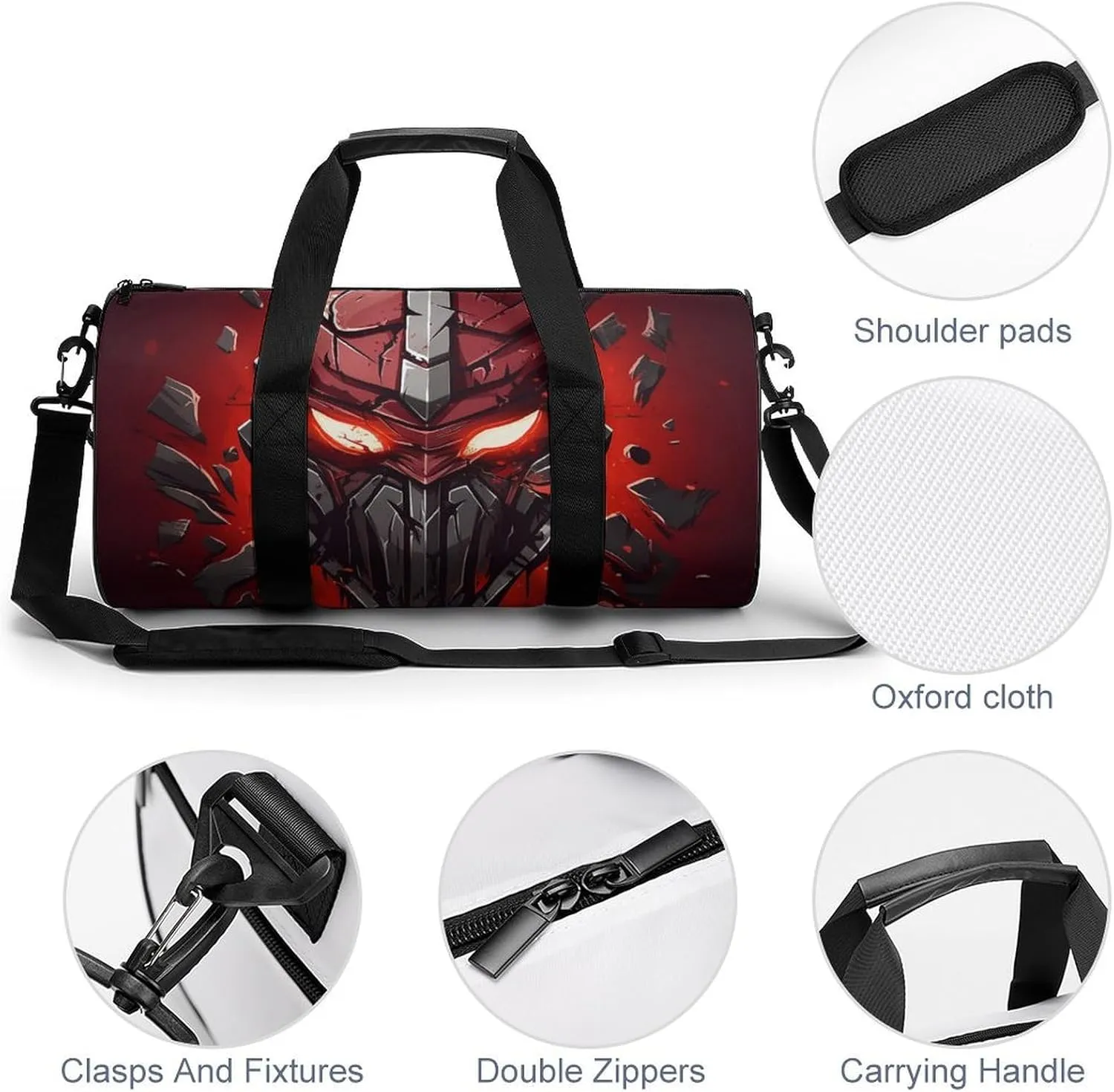 Gym Bag Red Helmet Duffel Bag for Men Women Overnight Bag with Shoe Compartment Workout Bags