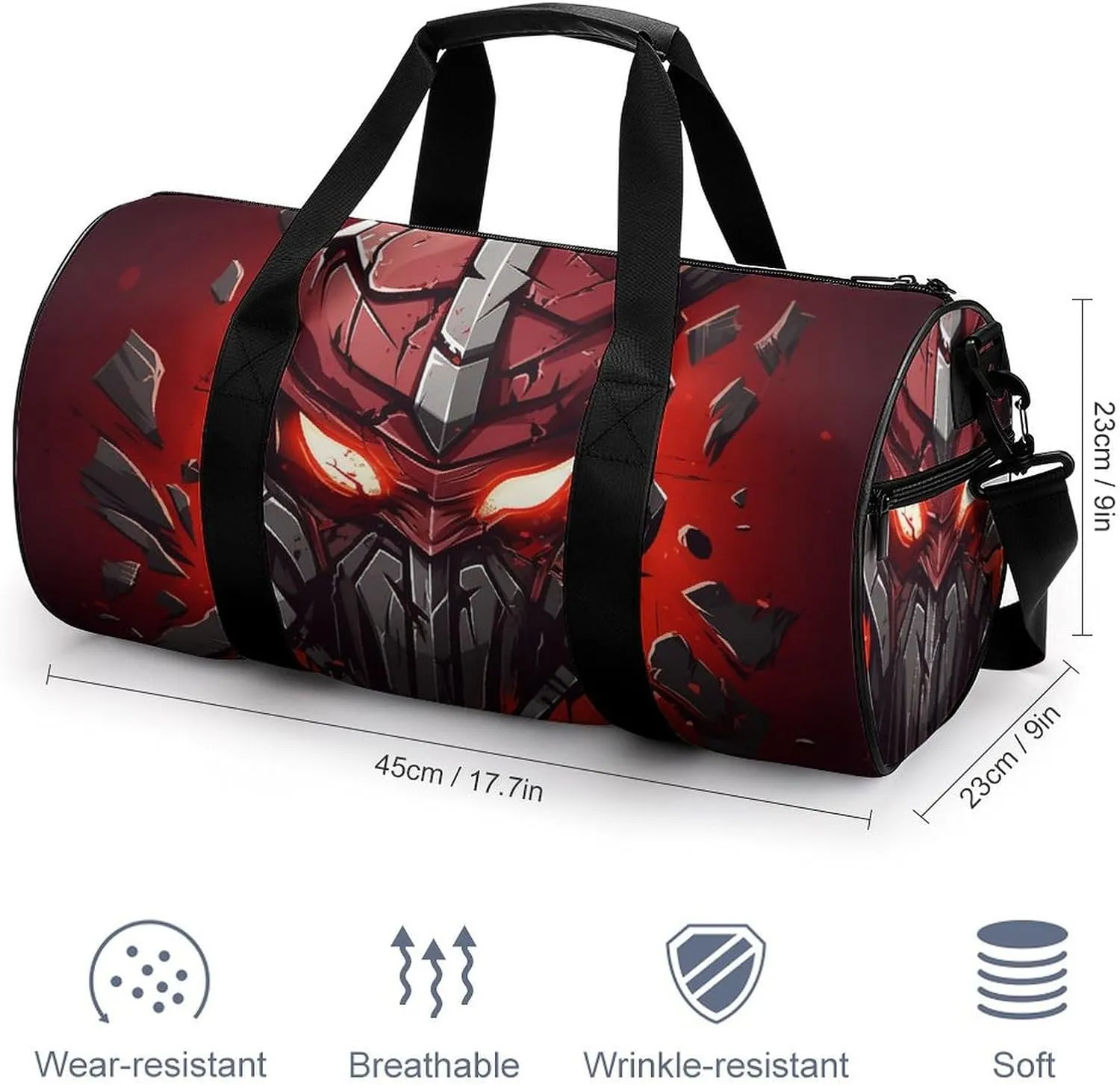 Gym Bag Red Helmet Duffel Bag for Men Women Overnight Bag with Shoe Compartment Workout Bags