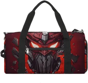 Gym Bag Red Helmet Duffel Bag for Men Women Overnight Bag with Shoe Compartment Workout Bags