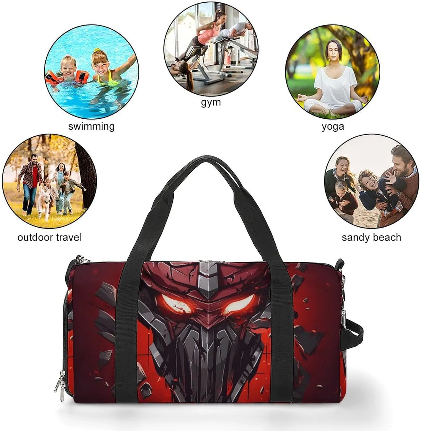 Gym Bag Red Helmet Duffel Bag for Men Women Overnight Bag with Shoe Compartment Workout Bags