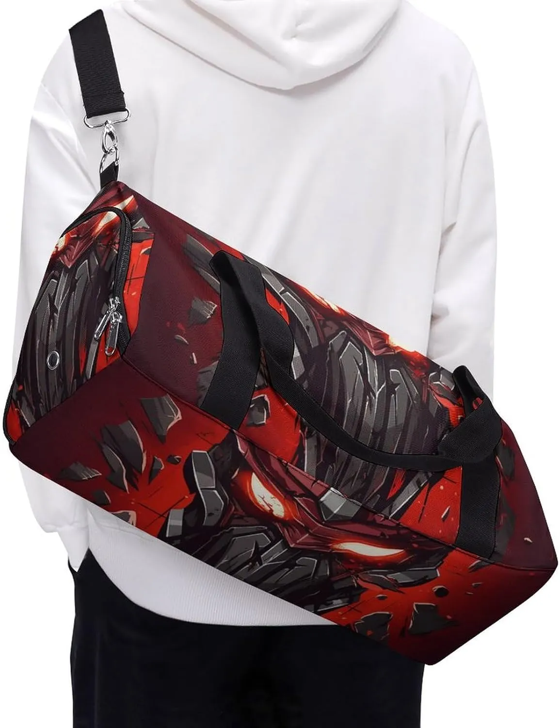 Gym Bag Red Helmet Duffel Bag for Men Women Overnight Bag with Shoe Compartment Workout Bags