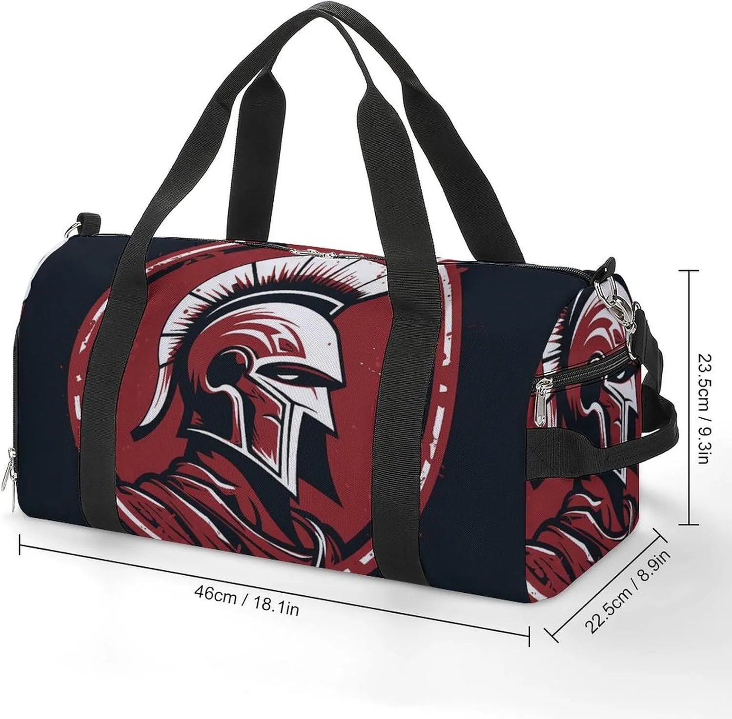 Gym Bag Red Spartan Helmet Duffel Bag for Men Women Overnight Bag with Shoe Compartment Workout Bags