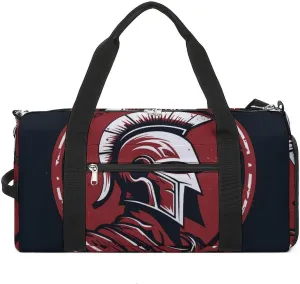 Gym Bag Red Spartan Helmet Duffel Bag for Men Women Overnight Bag with Shoe Compartment Workout Bags