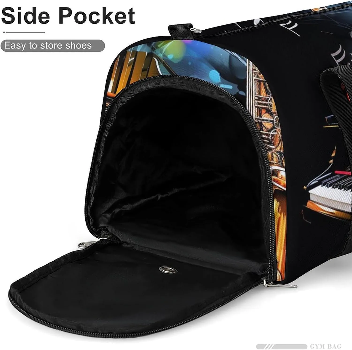 Gym Bag Saxophone And Piano Duffel Bag for Men Women Overnight Bag with Shoe Compartment Workout Bags