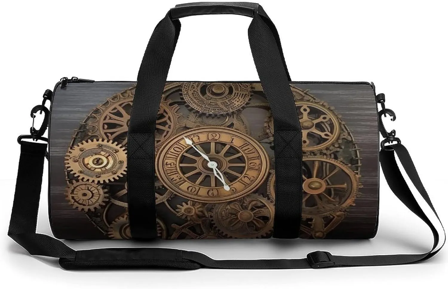 Gym Bag Steampunk Gears Clock Duffel Bag for Men Women Overnight Bag with Shoe Compartment Workout Bags