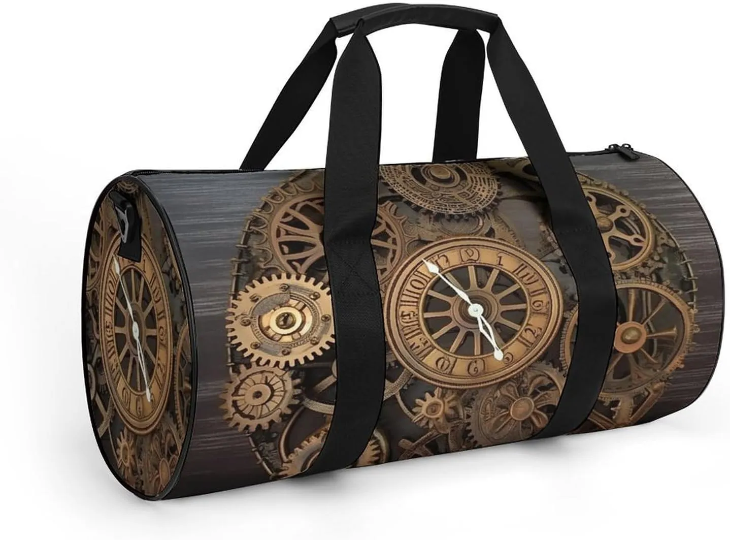 Gym Bag Steampunk Gears Clock Duffel Bag for Men Women Overnight Bag with Shoe Compartment Workout Bags