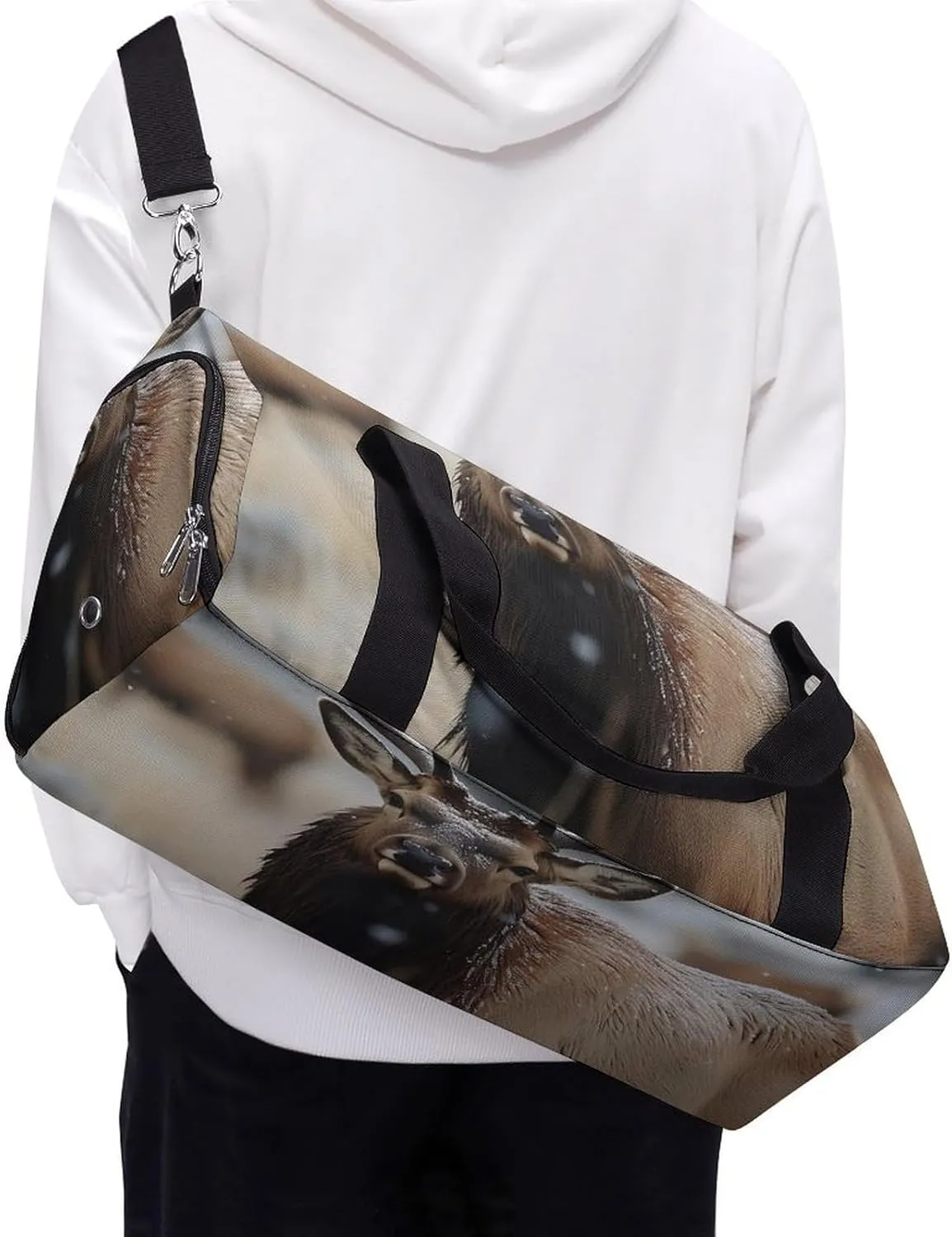 Gym Bag Wild Elk Duffel Bag for Men Women Overnight Bag with Shoe Compartment Workout Bags