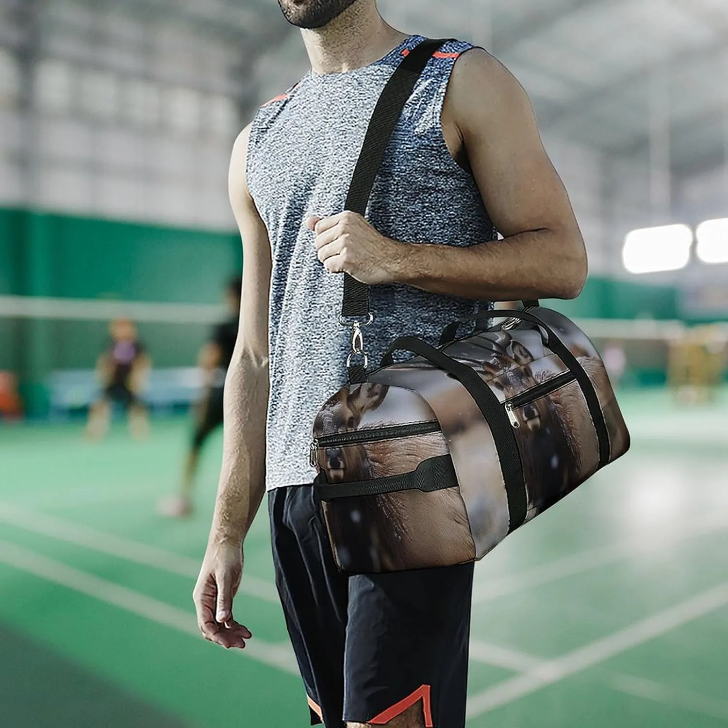 Gym Bag Wild Elk Duffel Bag for Men Women Overnight Bag with Shoe Compartment Workout Bags
