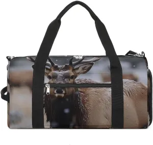 Gym Bag Wild Elk Duffel Bag for Men Women Overnight Bag with Shoe Compartment Workout Bags