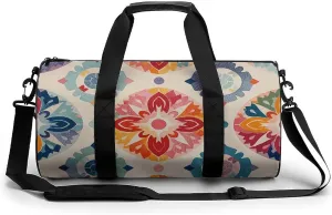 Gym Bags for Men Women Color Medallion Pattern Duffle Bag Travel Overnight Bag with Shoe Compartment Tote Bags