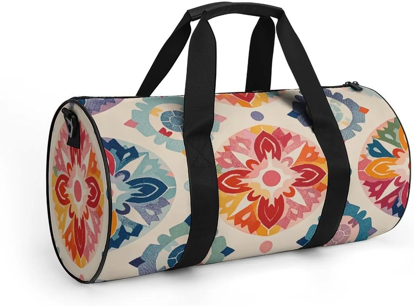 Gym Bags for Men Women Color Medallion Pattern Duffle Bag Travel Overnight Bag with Shoe Compartment Tote Bags