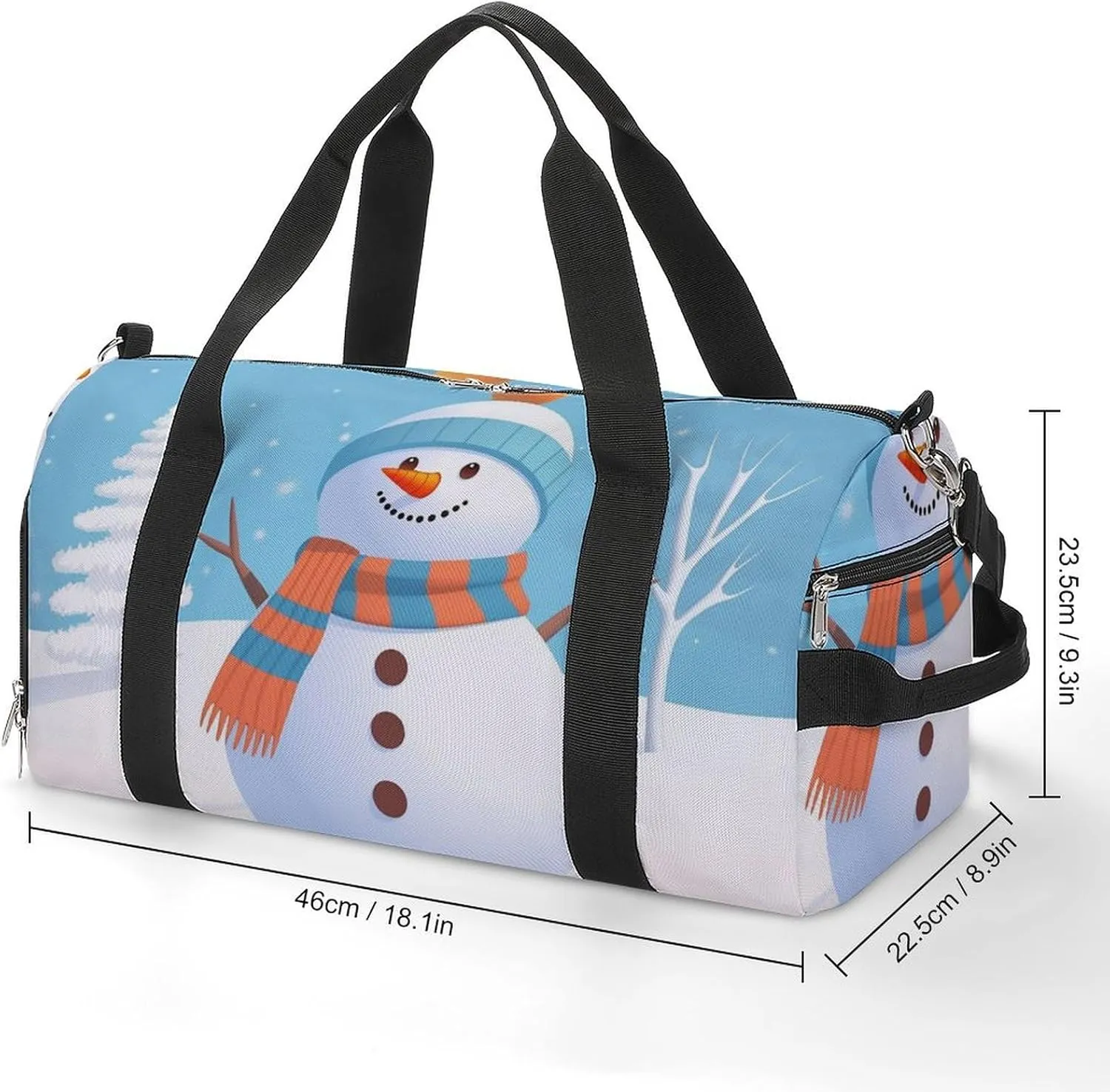 Gym Bags for Men Women Cute Snowman Snow Duffle Bag Travel Overnight Bag with Shoe Compartment Tote Bags