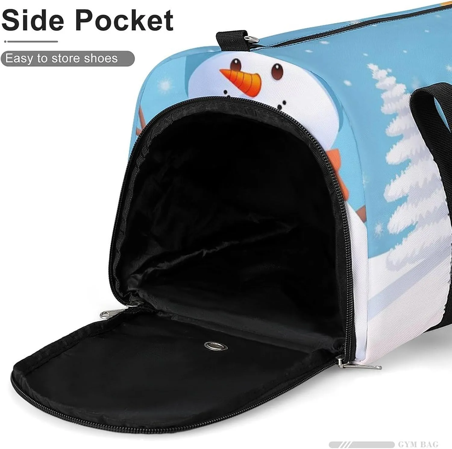 Gym Bags for Men Women Cute Snowman Snow Duffle Bag Travel Overnight Bag with Shoe Compartment Tote Bags