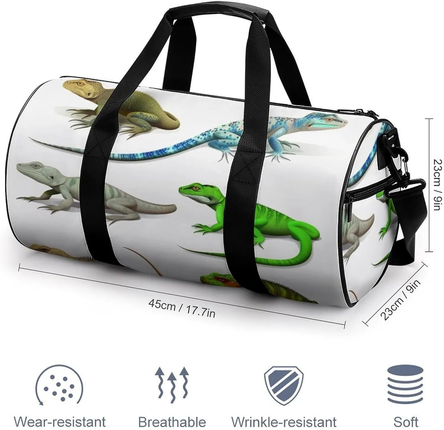 Gym Bags for Men Women Different Types of Lizard Duffle Bag Travel Overnight Bag with Shoe Compartment Tote Bags