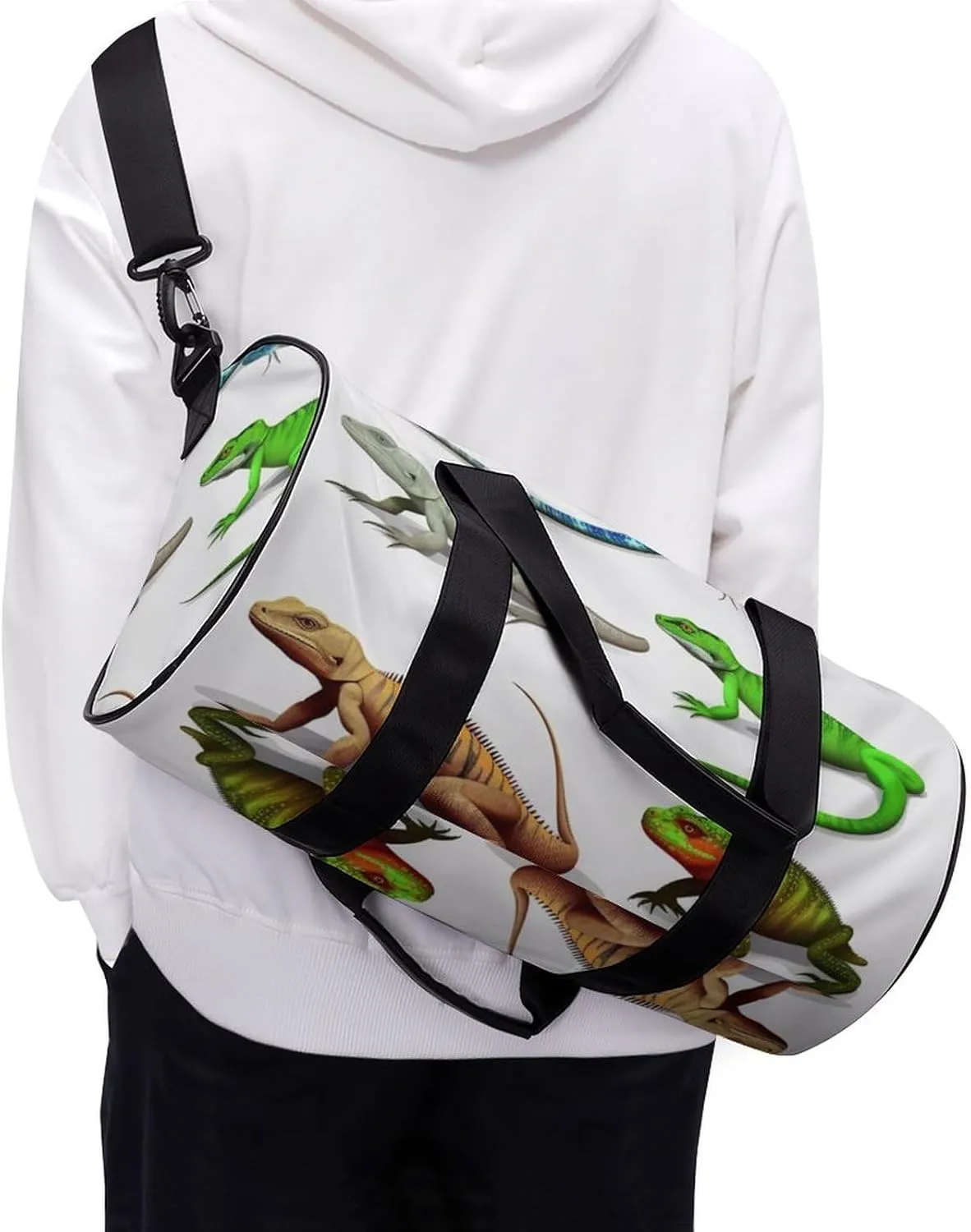 Gym Bags for Men Women Different Types of Lizard Duffle Bag Travel Overnight Bag with Shoe Compartment Tote Bags