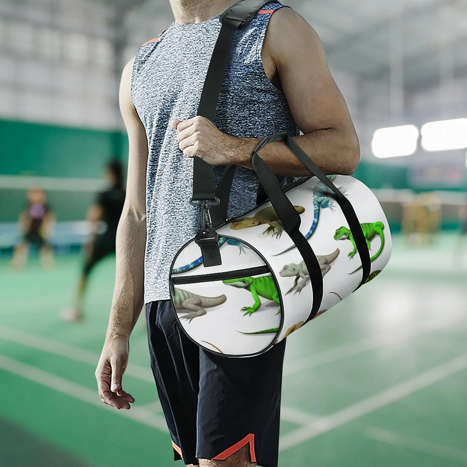 Gym Bags for Men Women Different Types of Lizard Duffle Bag Travel Overnight Bag with Shoe Compartment Tote Bags