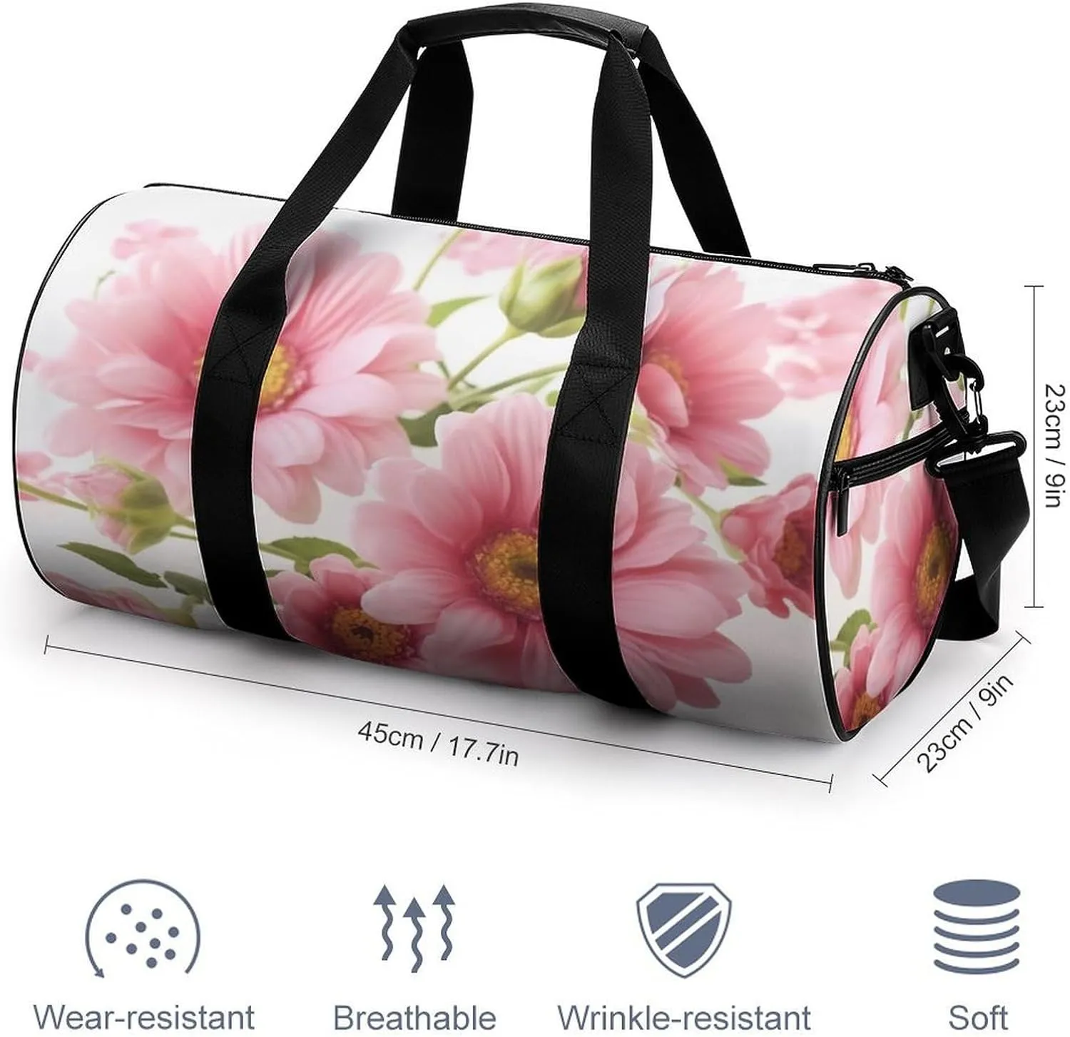 Gym Bags for Men Women Flowers Duffle Bag Travel Overnight Bag with Shoe Compartment Tote Bags