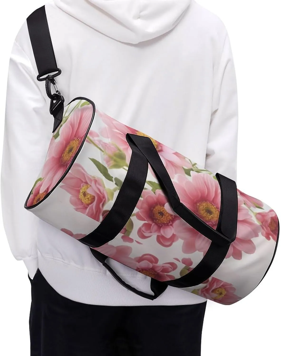 Gym Bags for Men Women Flowers Duffle Bag Travel Overnight Bag with Shoe Compartment Tote Bags