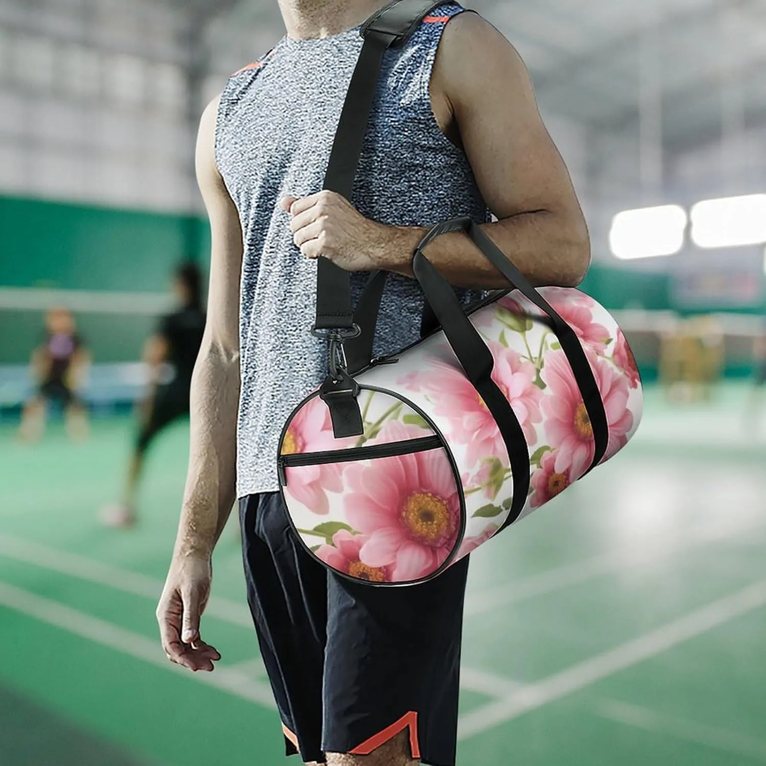 Gym Bags for Men Women Flowers Duffle Bag Travel Overnight Bag with Shoe Compartment Tote Bags