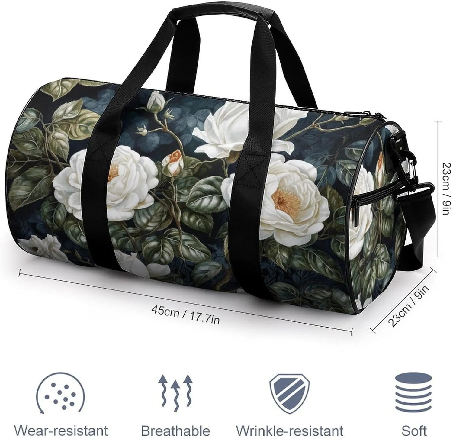 Gym Bags for Men Women Leaves And Vines Duffle Bag Travel Overnight Bag with Shoe Compartment Tote Bags