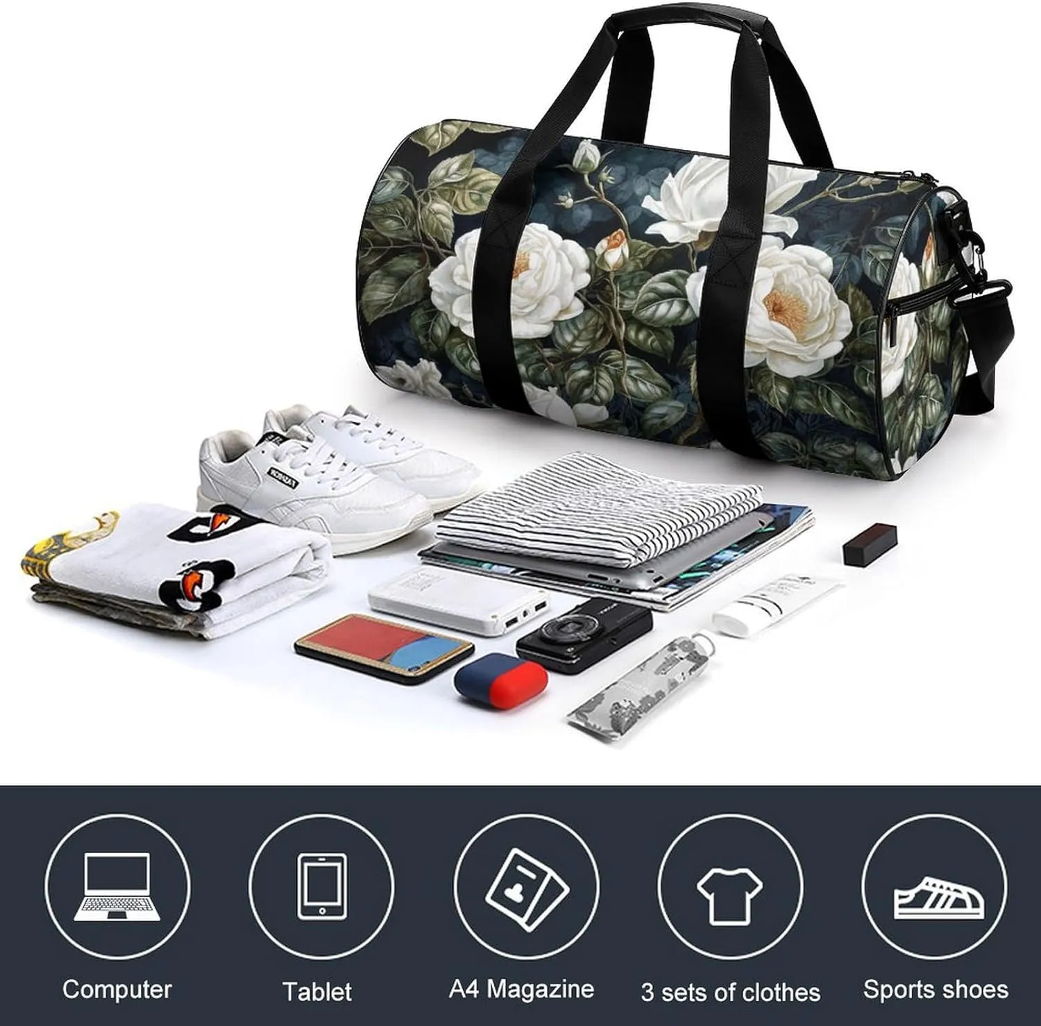 Gym Bags for Men Women Leaves And Vines Duffle Bag Travel Overnight Bag with Shoe Compartment Tote Bags