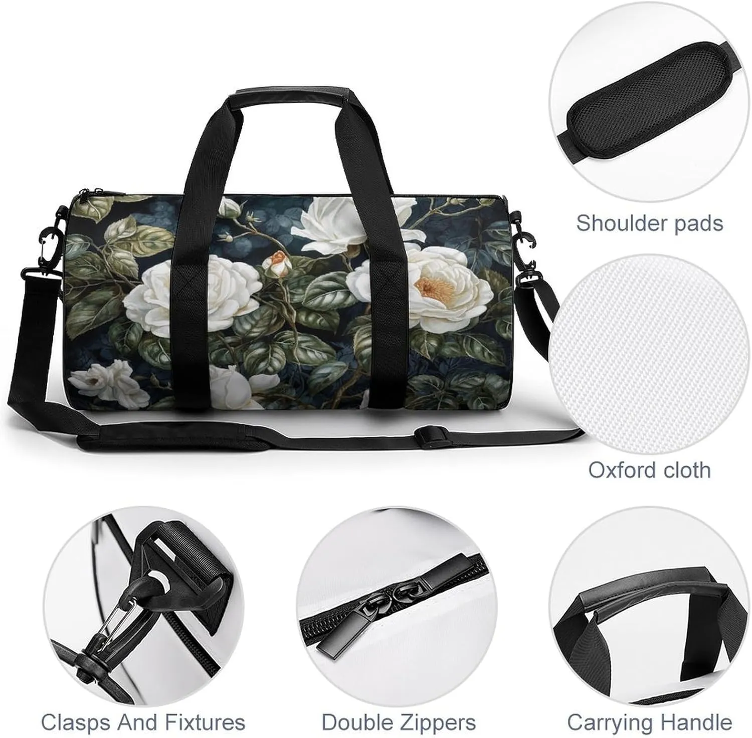 Gym Bags for Men Women Leaves And Vines Duffle Bag Travel Overnight Bag with Shoe Compartment Tote Bags