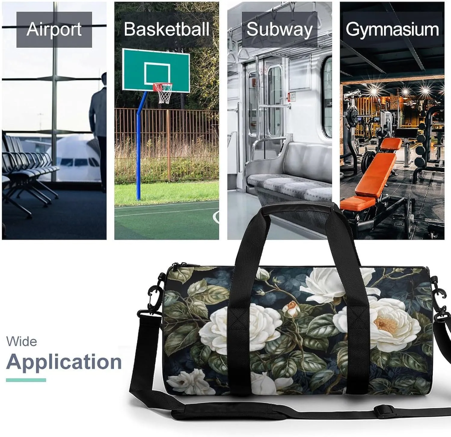 Gym Bags for Men Women Leaves And Vines Duffle Bag Travel Overnight Bag with Shoe Compartment Tote Bags